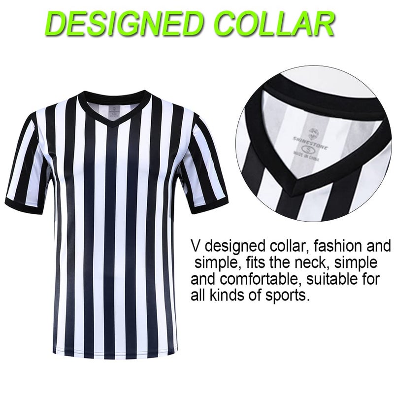 Shinestone Referee Shirt, Referee Costume Shirt for Womens and Mens, V Neck Referee Umpire Shirt Jersey for Football, Soccer and Sports for Christmas (Large) - Image 3